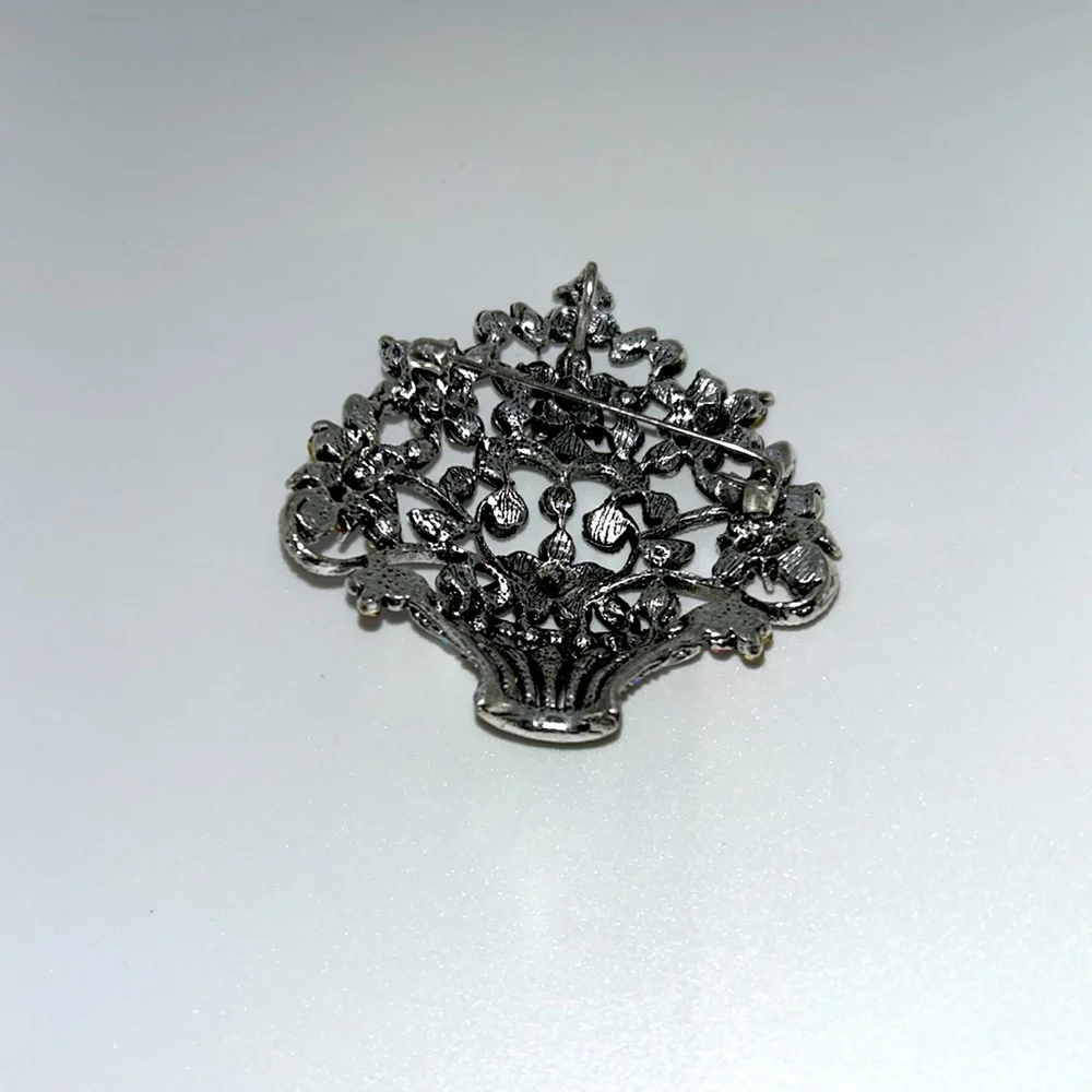 Rhinestone Flower Bouquet Vintage Inspired Brooch